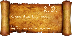 Klementis Dénes névjegykártya